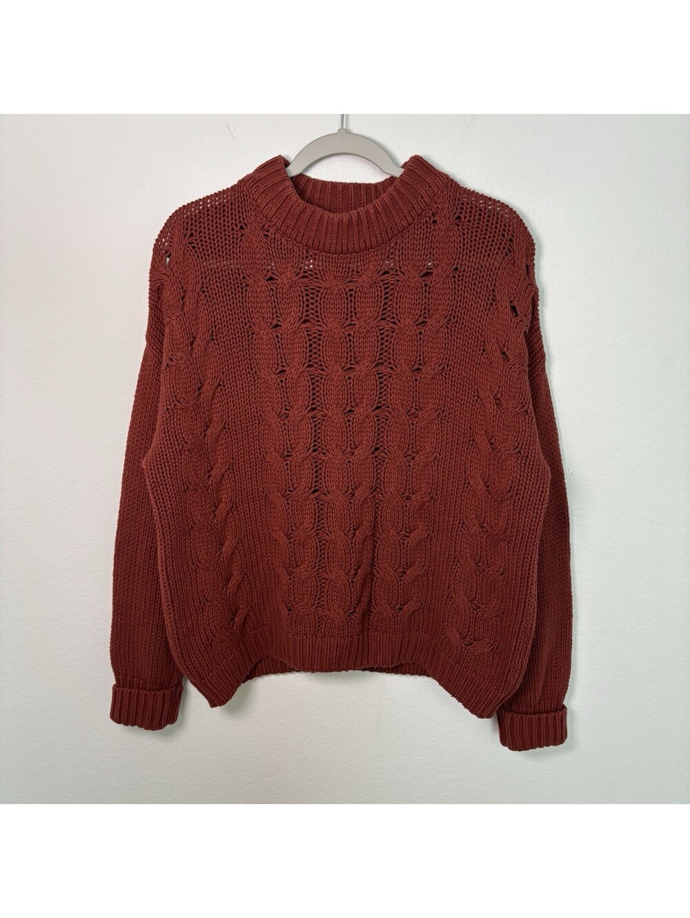 Callahan Knitwear Burgundy Thick Knit Sweater Womens Size L Cozy Autumn Core